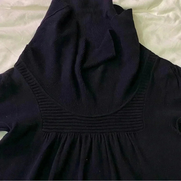Denver Hayes Women black cowl neck knit  tunic whimsy goth short sleeve dress M - Picture 3 of 9